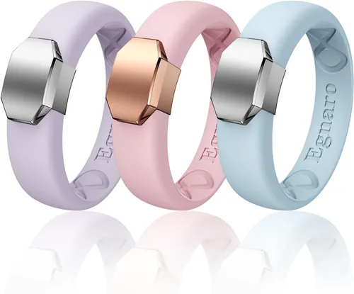 Miniatura 38 de Egnaro - Anillo de boda de silicona para mujer, diseño ergonómico y transpirable, ancho de 0.15 pulgadas, bandas de silicona flexibles con placa