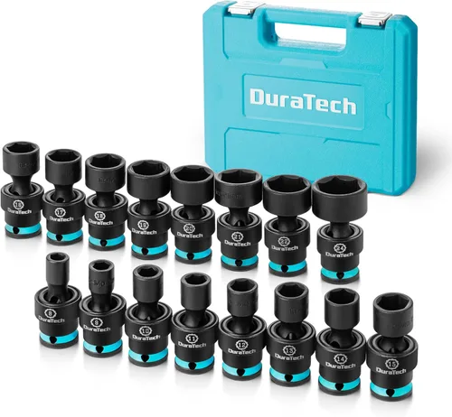 Miniatura 10 de Duratech juego de enchufes de impacto giratorios de 1/2 pulgada, 13 piezas de enchufes de oscilación poco profundos, juego de enchufes de junta