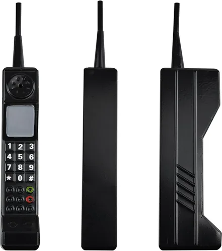 Miniatura 2 de Adorno retro de ladrillo para teléfono celular, modelo retro de los años 80 y 90, adorno de teléfono celular para simulación fotográfica, Negro