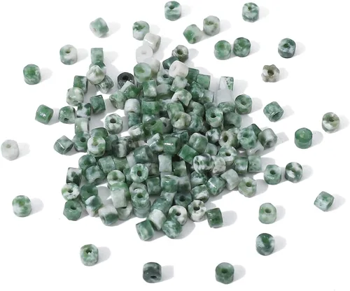 Miniatura 4 de BEADIA Cuentas de jade africano natural en cilindro corto 2x3mm 155 piezas Tubo cuentas sueltas semipreciosas para hacer joyas Diseño
