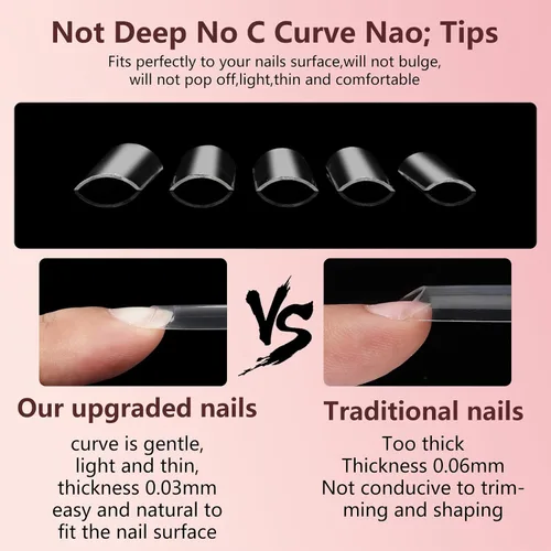 Miniatura 4 de Puntas de uñas cuadradas de relleno sin curva C, puntas de uñas de gel cuadradas cónicas transparentes largas 3XL, 200 piezas