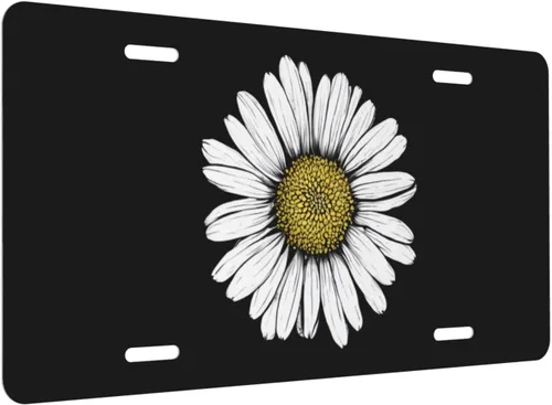 Miniatura 2 de Placa de matrícula retro Daisy, placa de matrícula delantera decorativa para el auto, placas de matrícula novedosas de aluminio, etiqueta de a-5