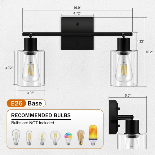 Miniatura 3 de Accesorios de iluminación de riel de techo para cocina, luces de pared negras de 2 luces, iluminación LED moderna con pantalla de vidrio, cabezal