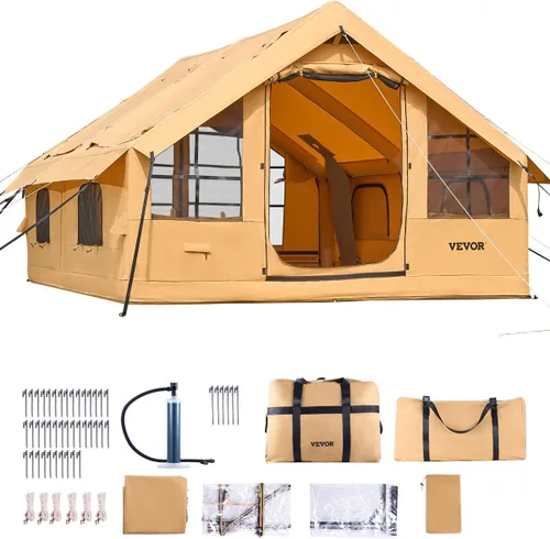 Miniatura 14 de VEVOR Tienda de campaña inflable para camping, tienda inflable de fácil instalación con bomba de mano, tienda de campaña Glamping para 4 estaciones