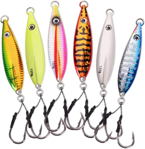 Calissa Offshore Tackle Plantilla de caída rápida 80g 150g 250g 68kg Ganchos de asistencia 3/0 Mariposa - Plantilla de velocidad vertical de paso