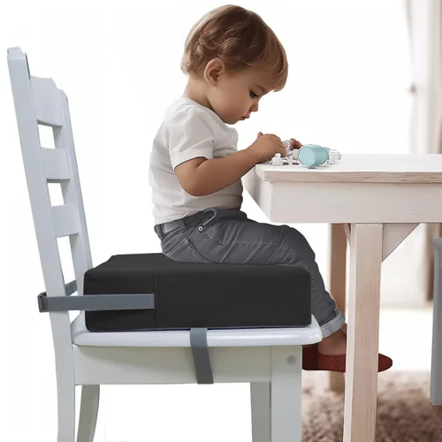 Eiury Asiento Elevador para Niños Pequeños Mesa de Comedor Silla de Cocina, Cojín de PU Impermeable Anti-Rayones, Base Antideslizante, Correas de