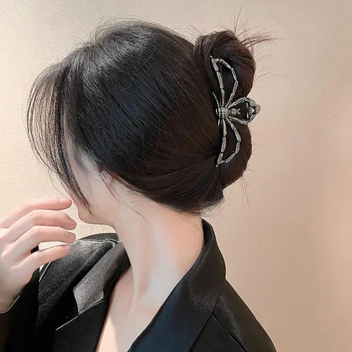 Miniatura 5 de ROMODIYA Pinza para el pelo de araña, clip de metal negro con diseño, accesorios para el cabello para cabello fino/grueso, gran agarre fuerte