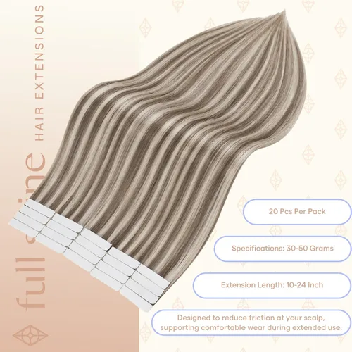 Miniatura 3 de Full Shine - Extensiones de cabello con cinta adhesiva de 18 pulgadas, extensiones de cabello Remy de 1.76 oz, extensiones de cabello lacio