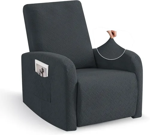 Miniatura 46 de JIVINER Fundas reclinables de gran tamaño de 3 piezas para sillón reclinable grande con bolsillos, tela jacquard elástica Lazy Boy funda para sofá