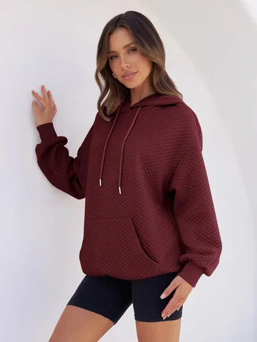 Miniatura 2 de MEROKEETY Sudadera acolchada de gran tamaño para mujer, de manga larga, con cordón y bolsillo