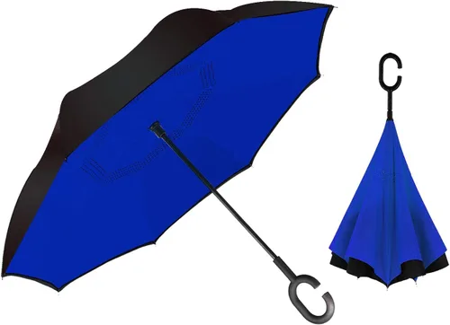Miniatura 90 de MRTLLOA - Paraguas invertido de gran tamaño de 40/49/56 pulgadas - Sombrilla doble capa resistente al viento, con mango en forma de C y tamaño golf