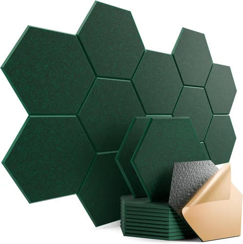 Miniatura 121 de Paquete de 12 paneles acústicos autoadhesivos de 12 x 10 x 0.4 pulgadas, paneles de espuma a prueba de sonido con alta densidad, diseño forrado