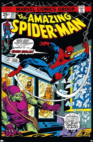 Marvel Comics Spider-Man - Póster de pared Amazing Spider-Man #137, 22.4 pulgadas de largo x 14.7 pulgadas de ancho, versión premium sin marco
