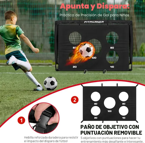 Miniatura 3 de Portería de fútbol, portería de fútbol para niños en el patio trasero, 2 unidades, redes de fútbol portátiles de 4 x 3/6 x 4 pies con objetivo