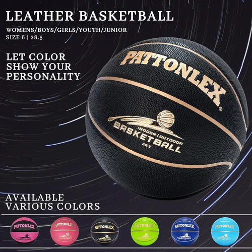 Miniatura 6 de Balones de baloncesto de 28.5" de cuero, tamaño oficial 6, para interiores y exteriores, para jóvenes y mujeres (sin inflar)