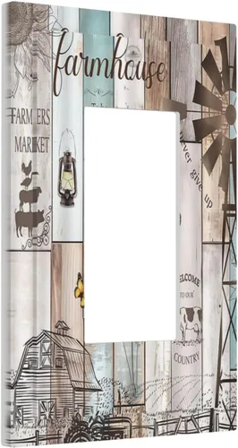 Miniatura 19 de Placa Cubierta de Interruptor de Luz de Palanca Individual con Diseño de Flor Botánica en Tablero de Madera Rústico Estilo Granja - Placa de Pared