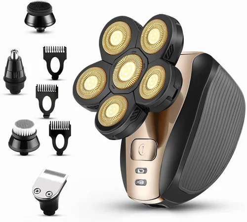 Maquinilla de afeitar eléctrica para hombres – Mejora 5 en 1 afeitadoras para hombres – Kit de afeitadora multifuncional de cabeza calva –