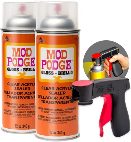 Mod Podge - Sellador acrílico en aerosol brillante, 2 paquetes, revestimiento transparente mate, sellador en aerosol, asa de rociador en aerosol