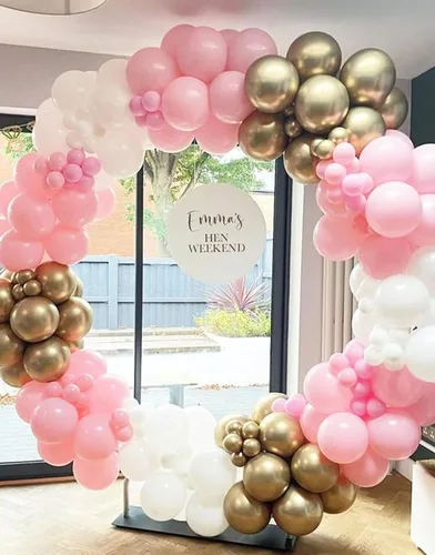 Miniatura 39 de Globos rosados y morados, 50 unidades de 12 pulgadas, globos de confeti, globos de látex metálicos rosados y morados con cinta, globos de fiesta