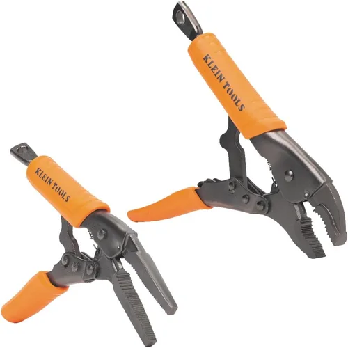 Klein Tools 38663 - Juego de alicates de bloqueo, punta larga de 7 pulgadas y mordaza curvada de 10 pulgadas, alto par de torsión y potencia de