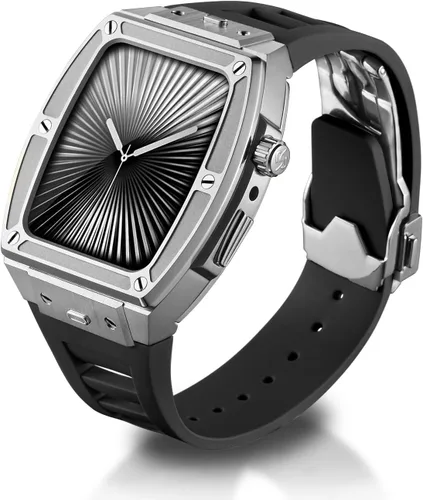 Miniatura 10 de Funda de metal de lujo con correa para Apple Watch Series 10 de 1.812 pulgadas, funda protectora militar resistente contra golpes, diseño táctico