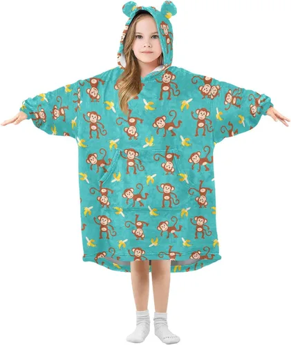 Miniatura 25 de Mantas portátiles para niños, sudadera con capucha tipo manta de gran tamaño, suave y cálida, regalos para niños, niñas y adolescentes de 3 a 14