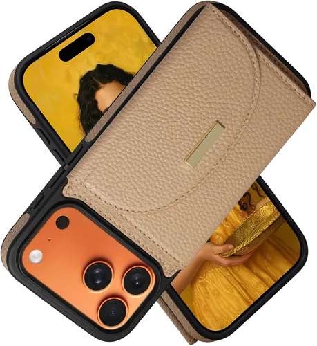 Miniatura 38 de Funda tipo cartera para iPhone 15 Pro de 6.1'', funda plegable con ranuras para tarjetas, soporte con anillo y atril, cubierta protectora tipo folio