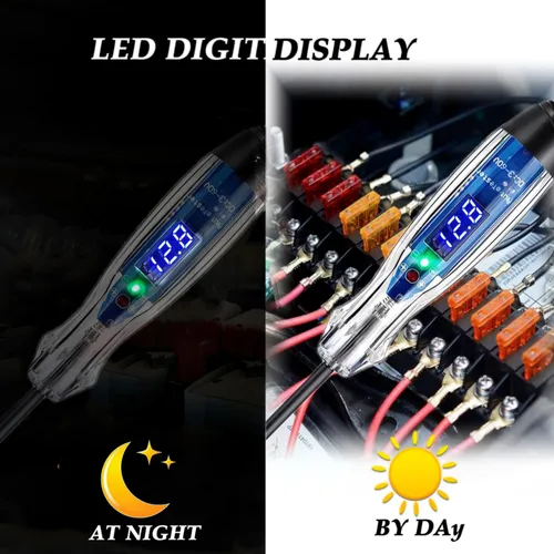 Miniatura 4 de Luz de prueba automotora, probador de circuito digital LED de 3-60 V CC, probador de luz resistente con voltímetro, probador de voltaje automático