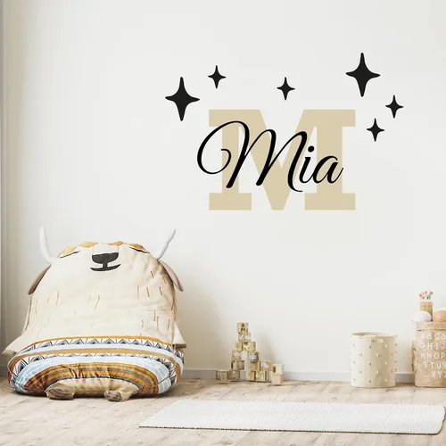 Miniatura 10 de Calcomanías de pared personalizadas con nombre de bebé en un bonito marco con ramas y hojas, calcomanías para paredes con nombre personalizado