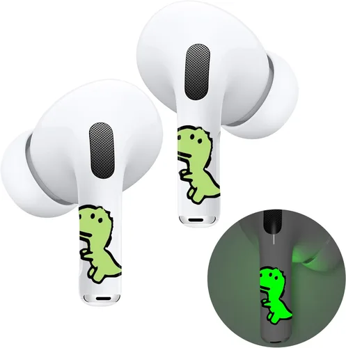 RockMax Piel de dinosaurio brillante para AirPods, fácil de identificar, envolturas adhesivas universales para AirPods Pro 3/2/1 y Gen 1/2/3/4,