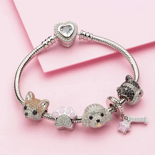 Miniatura 3 de ATHENAIE 925 Sterling Silver Mixed CZ Cute Akita Bichon Poodle Husky French Bulldog Puppy Dog Charms Animal Bead for Bracelet