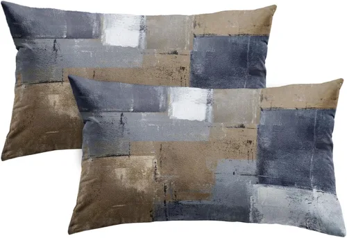 Miniatura 21 de Britimes Fundas de almohada modernas para decoración del hogar, 16 x 16 pulgadas, juego de 2 fundas de almohada decorativas, fundas de almohada