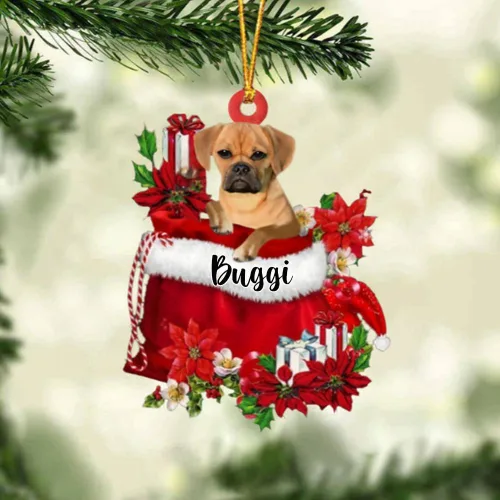 Miniatura 166 de Perro Akita Inu personalizado en bolsa de regalo, adorno de Navidad, nombre personalizado, regalo para amantes de los perros, familia, Navidad