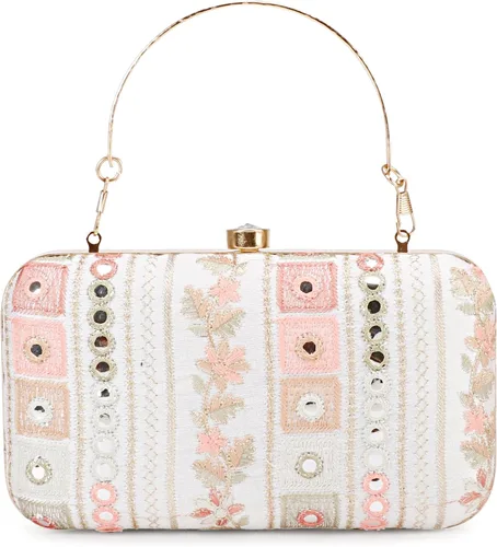 Miniatura 2 de LONGING TO BUY Embrague de caja de diseño hecho a mano para mujeres, embrague bordado Zari para mujeresembrague de mano para mujeres