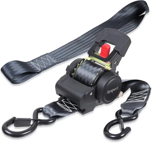 Miniatura 10 de Ayaport Correas de trinquete retráctiles de 1 pulgada x 12 pies (2 unidades) - Resistencia a la rotura de 1500 libras, correas de trinquete