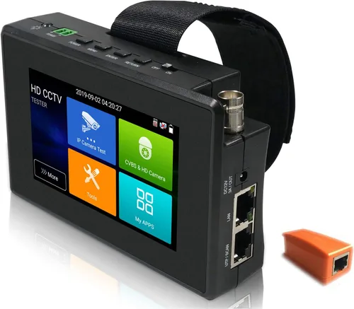 EVERSECU Probador CCTV 5 en 1 compatible con cámara IP de hasta 4K y cámara analógica de 720P/1080P/3mp/4mp/5 megapíxeles AHD, TVI, CVI y CVBS,