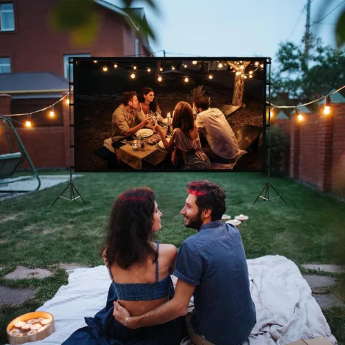 Miniatura 6 de Pantalla de proyector para exteriores, pantalla de proyector Vamvo con soporte, pantalla de proyector plegable portátil de 120 pulgadas, pantalla