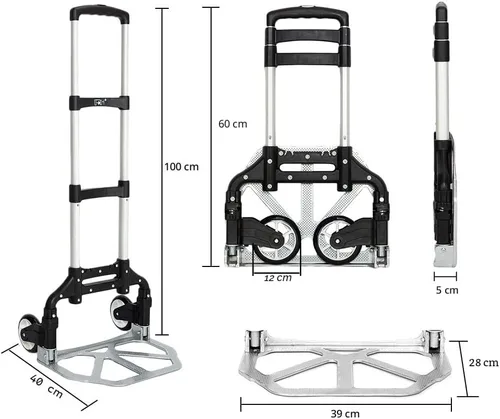 Miniatura 5 de FCH - Carro de mano de aluminio plegable y portátil, con capacidad de 165 libras, ideal para usos en el hogar, auto, oficina, viaje, Negro