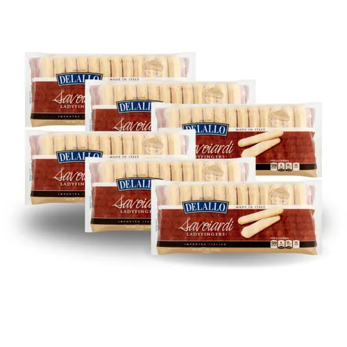 DeLallo Savoiardi Lady Fingers, caja de 7.06 onzas, paquete de 6, para tiramisú, horneados en Italia