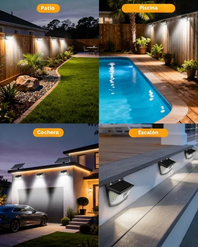 Miniatura 7 de Aootek Luces solares con sensor de movimiento, 120 luces LED con reflector de luces, gran angular de 270°, impermeable IP65, luces de paso