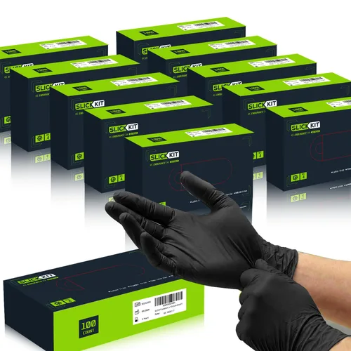 Miniatura 10 de Guantes desechables de nitrilo de 4 mil, sin látex, sin polvo, guantes industriales para limpieza, cocina, no estériles (negro, pequeño/7