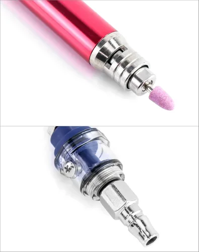 Miniatura 4 de QWORK Air Micro Grinder, 2 juegos de mini lápiz de 1/8 pulgadas, herramienta de corte neumática para lápiz, 65000 RPM velocidad libre