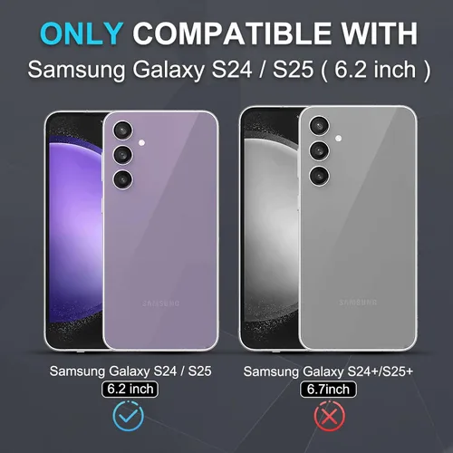 Miniatura 2 de Compatible con Samsung Galaxy S24/S25 Funda con Protector de Pantalla de Vidrio Templado, Resistente a Prueba de Golpes de Servicio Pesado Funda