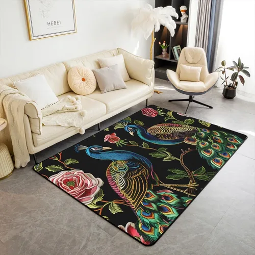 Miniatura 18 de Erosebridal Alfombra de área de cactus para niños y niñas, color negro y gris, alfombra de sala de estar, 3 x 5 pies, alfombra de plantas