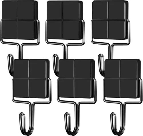 Miniatura 8 de MAGTSMEI Ganchos magnéticos negros resistentes, ganchos magnéticos de neodimio fuertes para refrigerador, imán de refrigerador con gancho