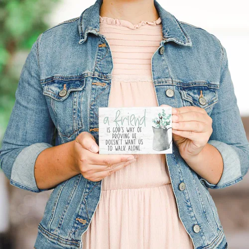 Miniatura 3 de Simply Said, INC Letrero Pequeño de Amistad con texto en inglés "A Friend Is God's Way of Proving He Doesn't Want Us to Walk Alone", placa de madera