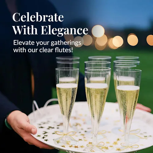 Miniatura 6 de Prestee Paquete de 100 copas de champán de plástico transparente – Copas de champán desechables duraderas de 4.5 onzas para fiestas, bodas, brindis