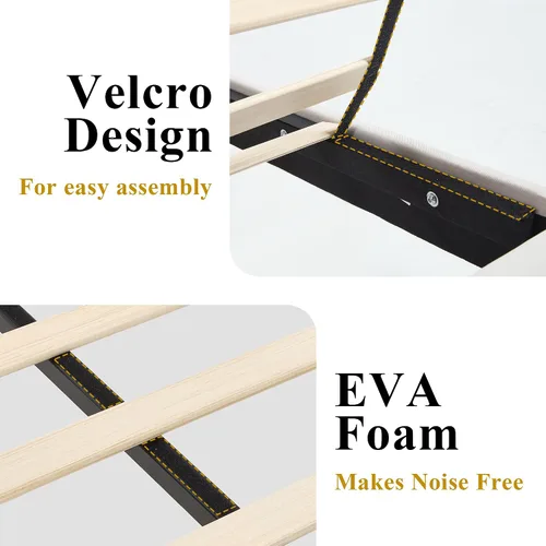 Miniatura 3 de Armazón de Cama de Plataforma Tamaño Full, Armazón de Cama con Cabecera de Tela Suave con Listones de Madera Resistentes – Moderno y Sin Ruido, Base