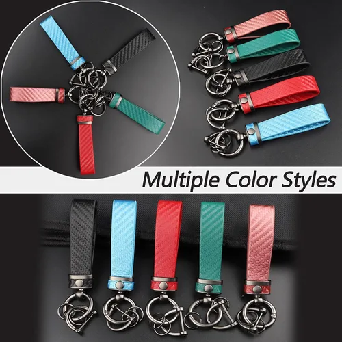 Miniatura 5 de Turcee Kit de llavero de coche de fibra de carbono de 2 piezas, regalo para hombres y mujeres, resorte de liberación rápida con anillo en D