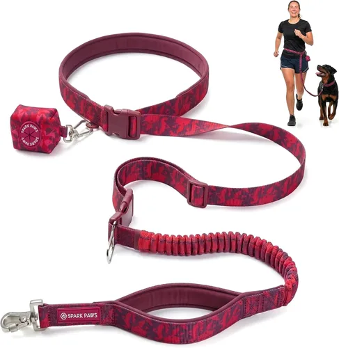 Miniatura 7 de Spark Paws - Correa de perro manos libres, correa elástica para la cintura que absorbe los golpes para correr, clip para cinturón de seguridad